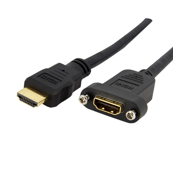 StarTech.com Adaptateur HDMI 1m - Câble HDMI 4K30Hz Haut Débit pour Montage sur Panneau - Bande Passante 10.2 Gbps - HDMI 4K 