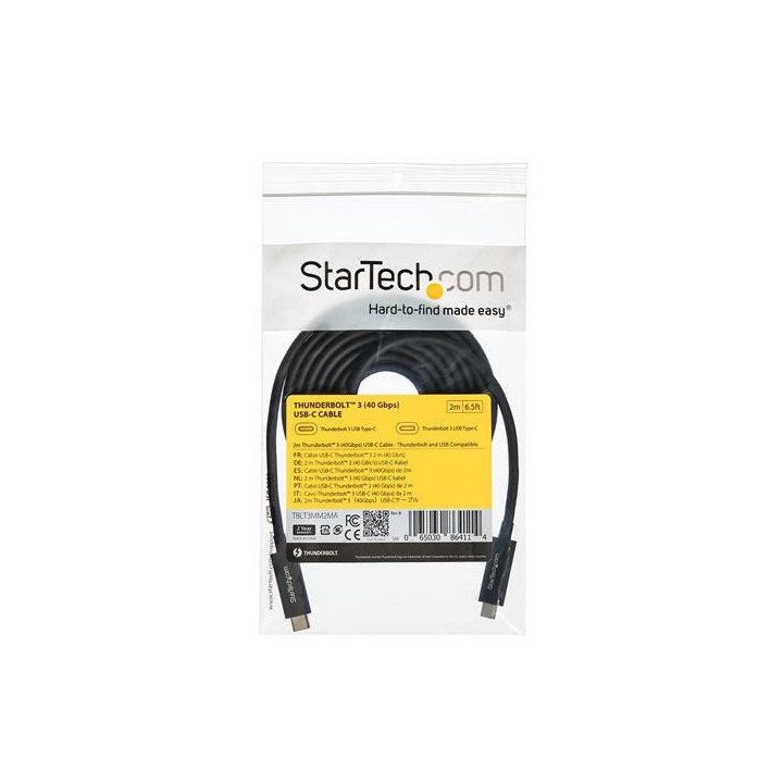 StarTech.com Câble Thunderbolt 3 de 2 m avec Power Delivery 100 W - 40 Gbps