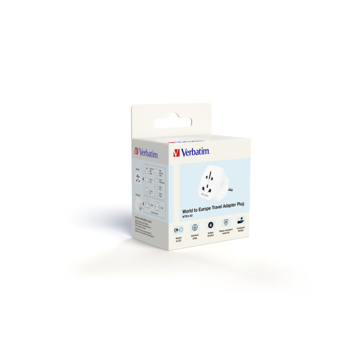 Verbatim WTEU-02 adaptateur prise d'alimentation Type F Universel Blanc