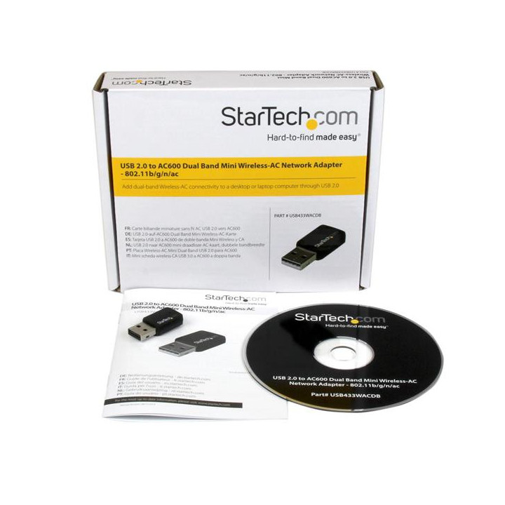 StarTech.com Mini adaptateur USB 2.0 réseau sans fil AC600 double bande - Clé USB WiFi 802.11ac 1T1R
