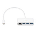 StarTech.com Hub USB-C à 3 ports avec Gigabit Ethernet - USB 3.0 (5Gbps) - USB-C vers 3x USB-A - Blanc