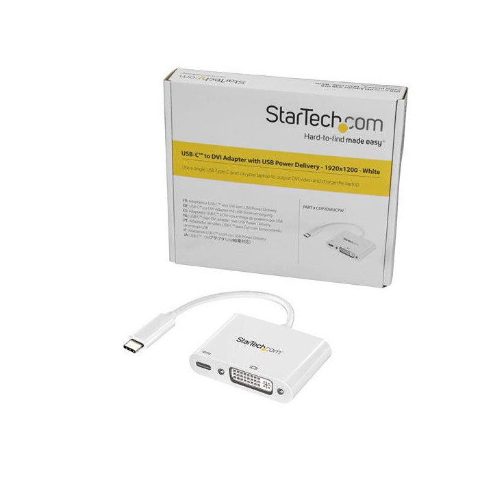 StarTech.com Adaptateur USB-C vers DVI - Convertisseur d'Écran Vidéo 1080p USB Type-C vers DVI-D Single Link avec Chargement 