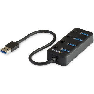 StarTech.com Hub USB 3.0 4 Ports -USB-A vers 4x USB 3.0 Type-A avec 1x Interrupteur On/Off par Port- SuperSpeed USB 3.2 Gen 1 (