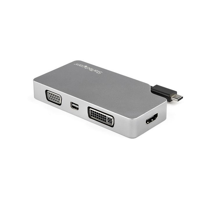 StarTech.com Adaptateur multiport USB-C - Gris sidéral - 4-en-1 USB-C vers VGA, DVI, HDMI, ou Mini DisplayPort