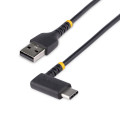 StarTech.com Câble de Charge Rapide USB-A vers USB-C de 2m, Robuste, Coudé à Droite, Charge et Synchronisation, 3A, USB 2.0,