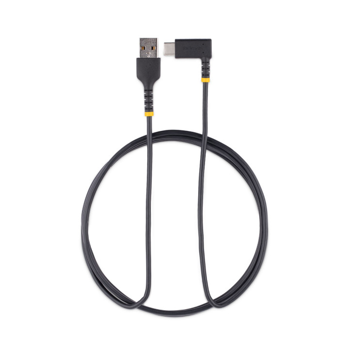 StarTech.com Câble de Charge Rapide USB-A vers USB-C de 2m, Robuste, Coudé à Droite, Charge et Synchronisation, 3A, USB 2.0,