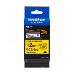 Brother TZe-S631 - Cassette à ruban pour étiqueteuse originale – Noir sur jaune, 12 mm de large