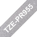 Brother TZe-PR955 - Cassette originale à ruban adhésif - blanc sur argent premium - pour étiqueteuse - 24 mm de large