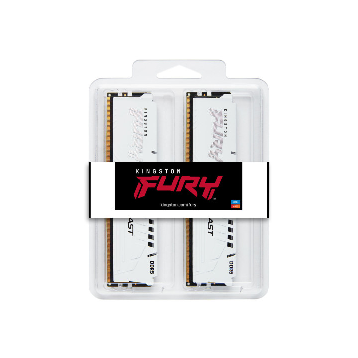 Kingston Technology FURY Beast 64 Go 6000 MT/s DDR5 CL30 DIMM (Kits de 2) White XMP