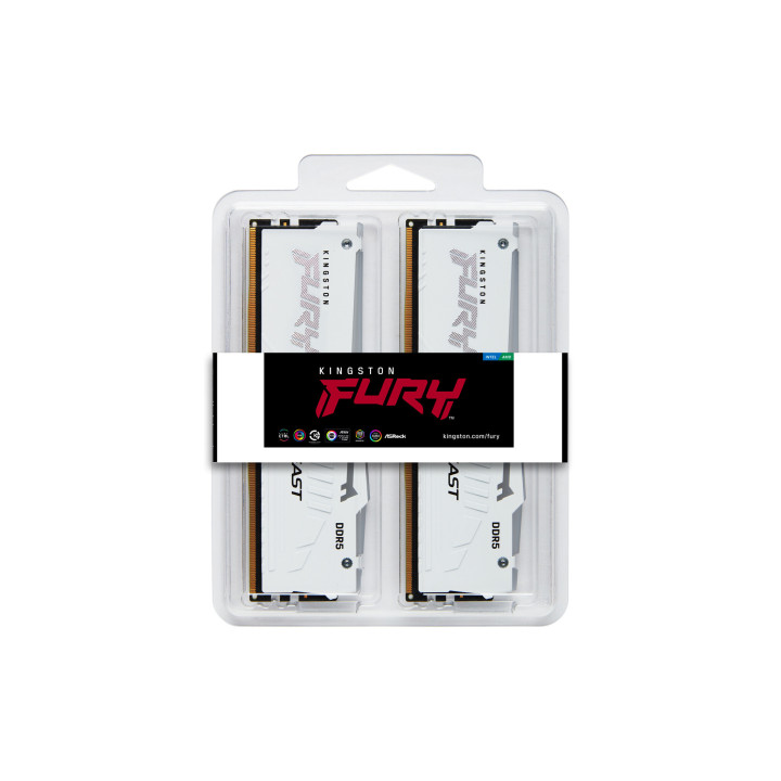 Kingston Technology FURY Beast 64GB 6000MT/s DDR5 CL30 DIMM (Kits de 2) White RGB XMP