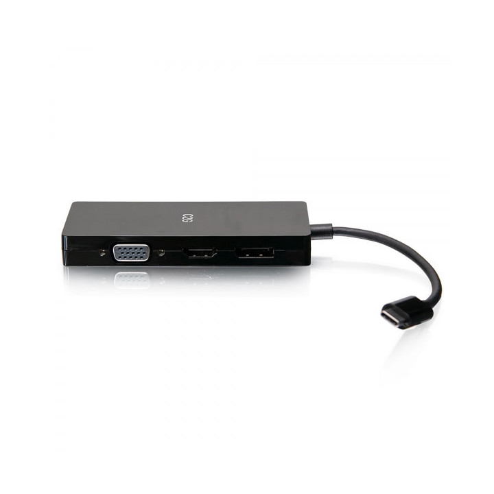 C2G Adaptateur multiport USB-C, adaptateur vidéo 4 en 1 avec HDMI, DisplayPort, DVI et VGA - 4K 60 Hz