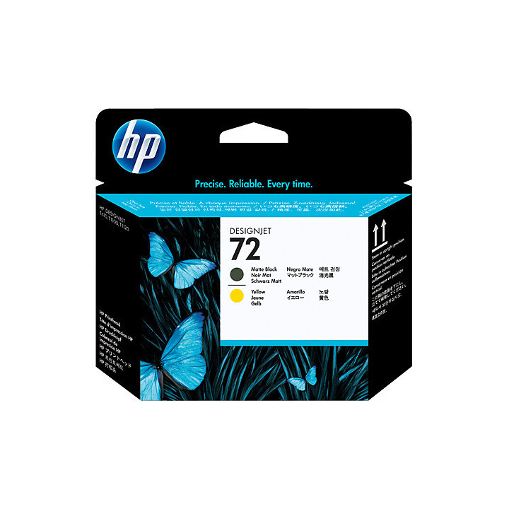 HP 72 tête d'impression DesignJet noir mat et jaune