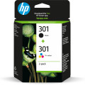 HP 301 pack de 2 cartouches d'encre noir/trois couleurs authentiques