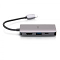 C2G Mini station d’accueil USB-C 4 en 1 avec HDMI, USB-A, Ethernet et USB-C, alimentation électrique jusqu’à 100 W - 4K 3