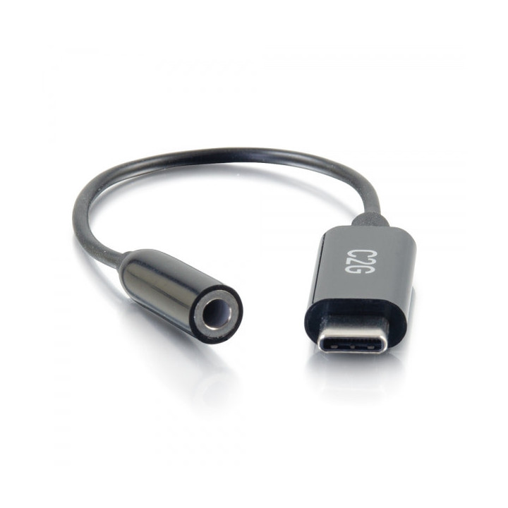 C2G 54426 câble de téléphone portable Noir 0,09 m USB-C 3,5 mm