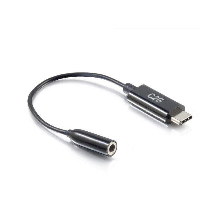 C2G 54426 câble de téléphone portable Noir 0,09 m USB-C 3,5 mm