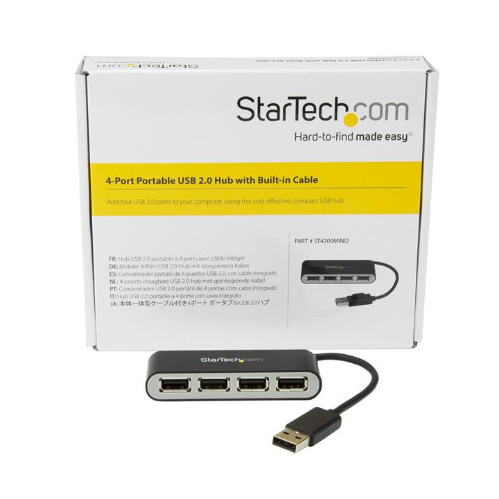StarTech.com Hub USB 2.0 portable à 4 ports avec câble intégré