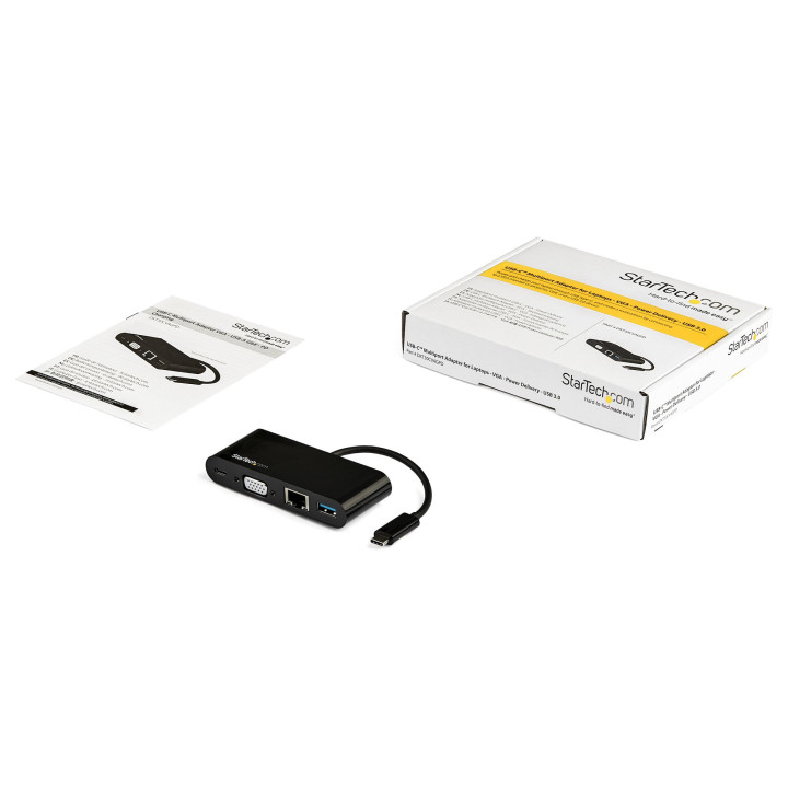 StarTech.com Adaptateur Multiport USB-C - Mini Dock USB-C avec Sortie Vidéo VGA 1080p - Power Delivery Passthrough 60W - USB 3