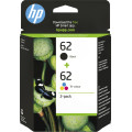 HP 62 pack de 2 cartouches authentiques d'encre noire / trois couleurs