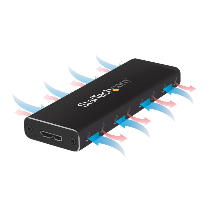 StarTech.com Boîtier Aluminium M.2 SSD vers USB 3.0 (5Gbps) avec UASP - Noir - M.2 NGFF SATA avec Clé B & Clé B+M - Boîtier