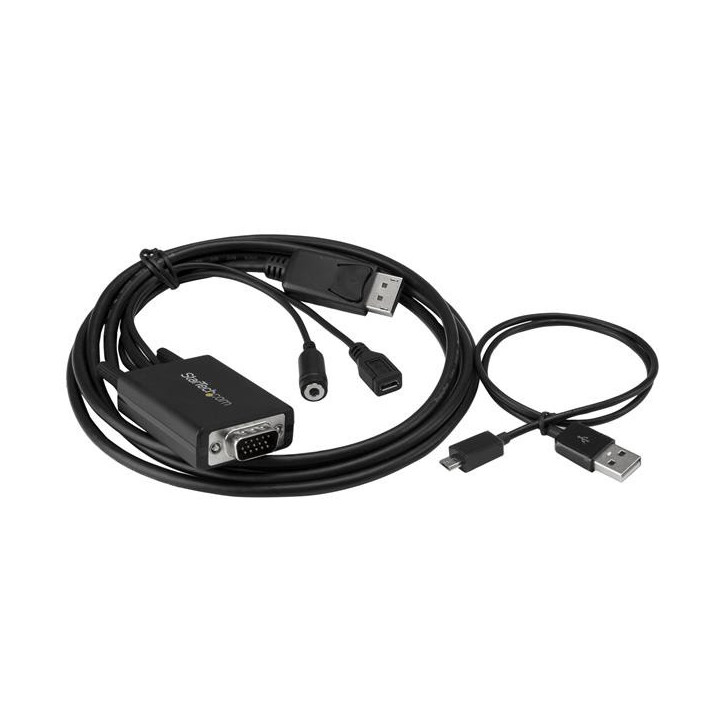 StarTech.com Câble adaptateur DisplayPort vers VGA de 2 m avec audio - M/M - 1920x1200 / 1080p