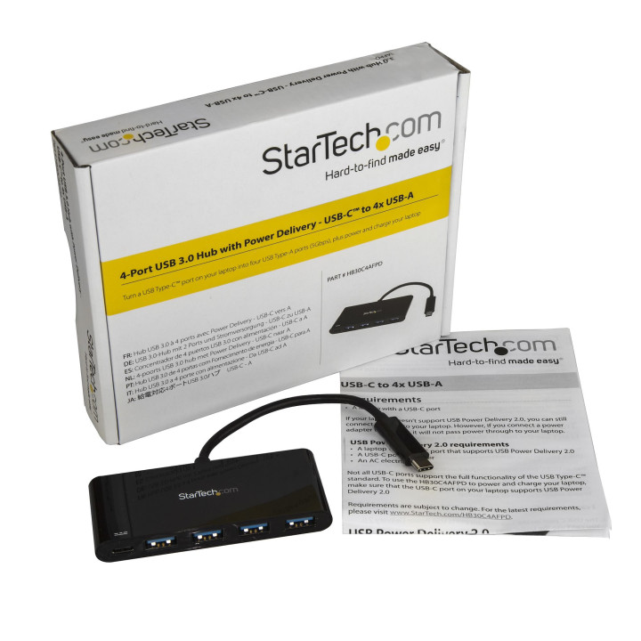 StarTech.com Hub USB-C à 4 ports avec Power Delivery - USB-C vers 4x USB-A - USB 3.0 - 5Gbps
