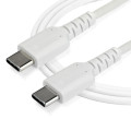 StarTech.com Câble de Charge Rapide USB-C de 2m, Robuste, Charge et Synchronisation, 60W (3A) PD, USB 2.0, Gaine TPE Blanche e
