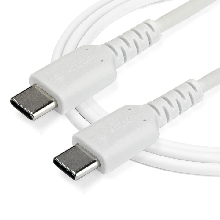 StarTech.com Câble de Charge Rapide USB-C de 2m, Robuste, Charge et Synchronisation, 60W (3A) PD, USB 2.0, Gaine TPE Blanche e
