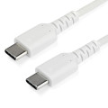 StarTech.com Câble de Charge Rapide USB-C de 2m, Robuste, Charge et Synchronisation, 60W (3A) PD, USB 2.0, Gaine TPE Blanche e
