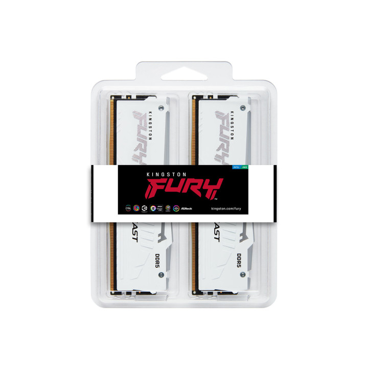 Kingston Technology FURY Beast 32 Go 5600 MT/s DDR5 CL40 DIMM (Kits de 2) White RGB XMP