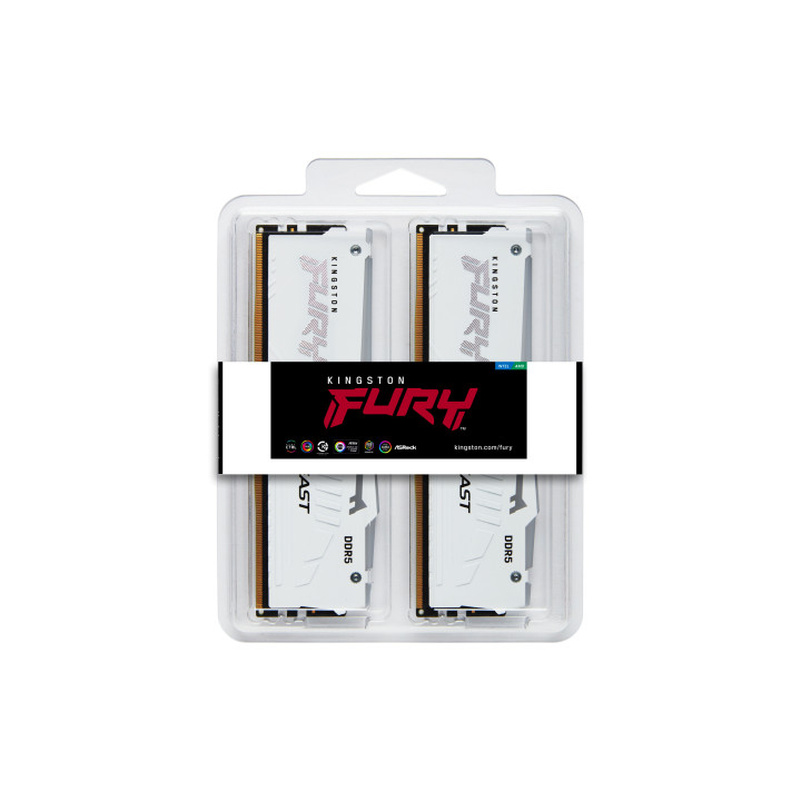 Kingston Technology FURY Beast 32 Go 5600 MT/s DDR5 CL40 DIMM (Kits de 2) White RGB XMP