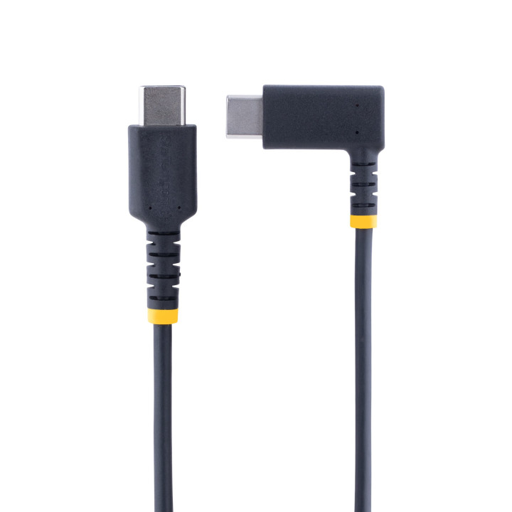 StarTech.com Câble de Charge Rapide USB-C de 2m, Robuste, Coudé à Droite, Charge et Synchronisation, 60W (3A) PD, USB 2.0, G