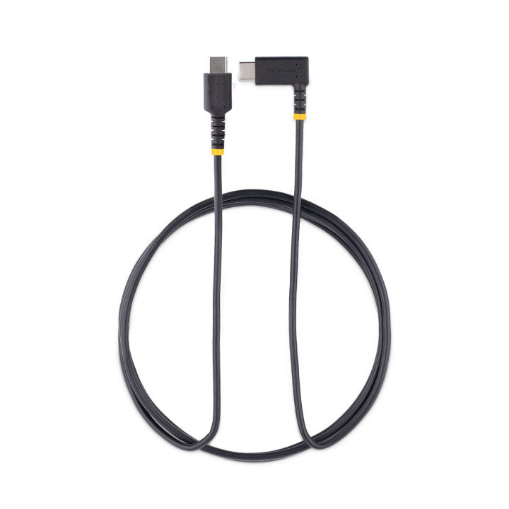StarTech.com Câble de Charge Rapide USB-C de 2m, Robuste, Coudé à Droite, Charge et Synchronisation, 60W (3A) PD, USB 2.0, G