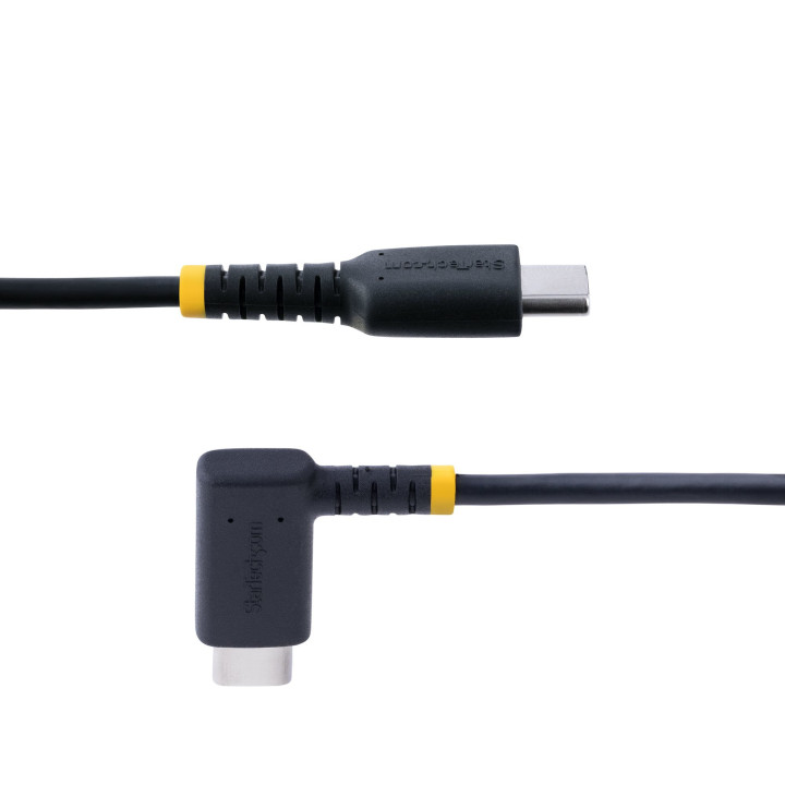 StarTech.com Câble de Charge Rapide USB-C de 2m, Robuste, Coudé à Droite, Charge et Synchronisation, 60W (3A) PD, USB 2.0, G
