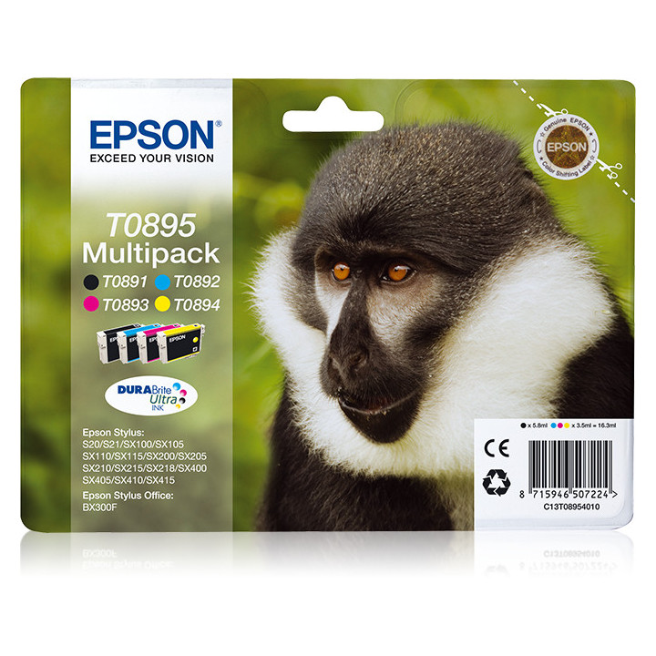 Epson Monkey Multipack "Singe" 4 couleurs - Encre DURABrite Ultra noire, cyan, magenta, jaune