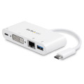 StarTech.com Adaptateur Multiport USB C - Adaptateur Vidéo USB-C vers DVI-D (numérique) avec 60W PD Passthrough Charging, GbE