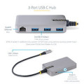 StarTech.com Hub USB-C à 3 Ports - 3x Ports USB-A, Gigabit Ethernet RJ45, USB 3.0 5Gbps, Alimentation par Bus - Hub USB Type-C