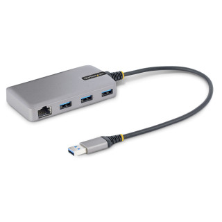 StarTech.com Hub USB 3 Ports - 3x Ports USB-A - Gigabit Ethernet (RJ45) - Mini Hub USB, USB 3.0 5Gbps - Alimentation par Bus - 