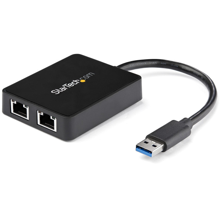 StarTech.com Adaptateur USB 3.0 à Double Port Gigabit Ethernet avec port USB - 10/100/100 - Adaptateur NIC Réseau USB Gigabit