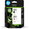 HP 301 pack de 2 cartouches d'encre noir/trois couleurs authentiques