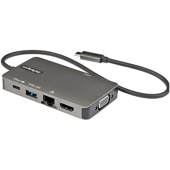 StarTech.com Adaptateur Multiports USB-C - USB-C vers HDMI 4K 30Hz ou VGA 1080p - Mini Dock USB Type-C avec Alimentation 100W P