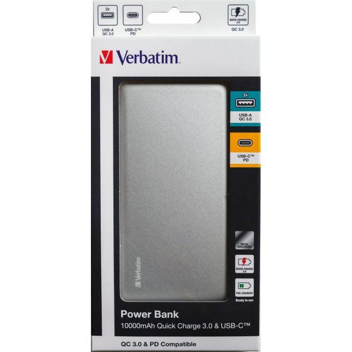 Verbatim Power Banks Lithium-Ion (Li-Ion) 10000 mAh Argent