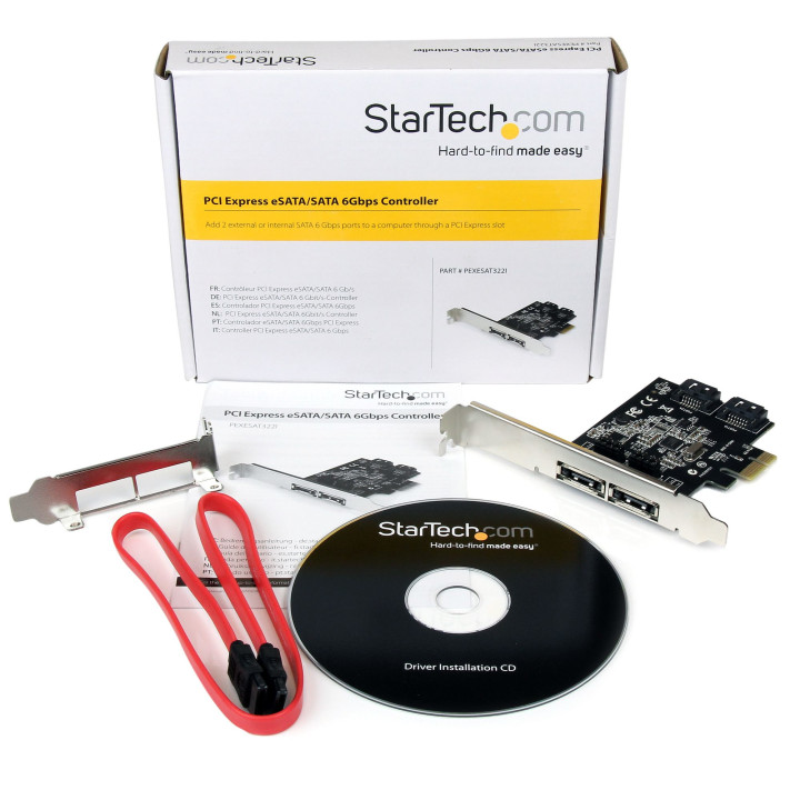 StarTech.com Carte contrôleur PCI Express avec 2 ports SATA III interne et 2 ports eSATA externe