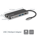 StarTech.com Adaptateur Multiport USB C, Station d'Accueil USB-C Portable vers HDMI 4K, Hub USB 3.0 2 pts, SD/SDHC, GbE, 60W PD