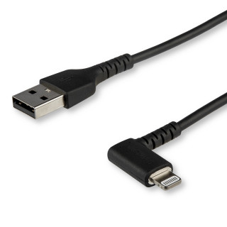 StarTech.com Câble USB-A vers Lightning Noir Robuste 1m Coudé à 90° - Câble de Charge/Synchronisation USB Type A vers Ligh