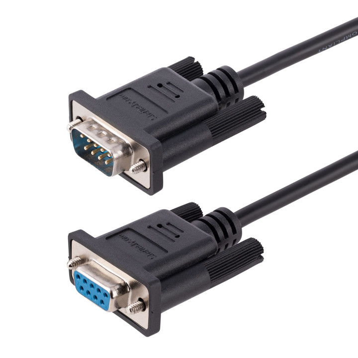 StarTech.com Câble Série RS232 Null Modem de 3m - Cordon DB9 Mâle Femelle - Câble Série Croisé avec Blindage Al-Mylar - P