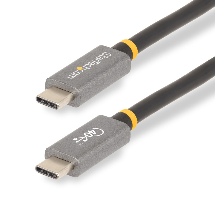 StarTech.com Câble USB4 de 1m 40Gbps, 240W (5A) Power Delivery, 8K 120Hz/4K 240Hz DP Alt Mode, Câble USB-C Certifié USB-IF -