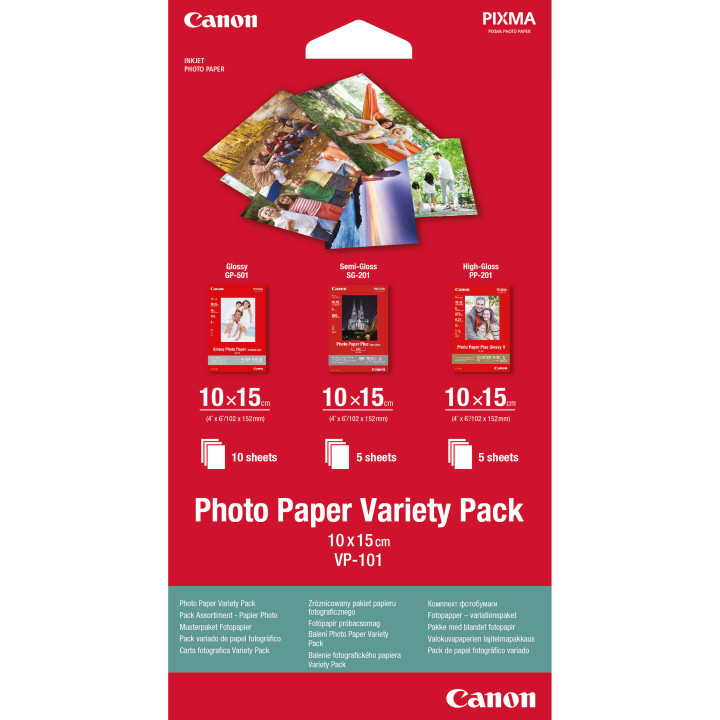 Canon Pack variété de papier photo 4 × 6" (10 × 15 cm) VP-101 de , 20 feuilles