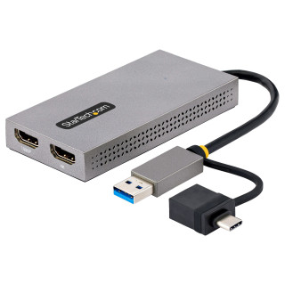 StarTech.com Adaptateur USB vers Double HDMI - USB A/C vers 2 Écrans HDMI (1x 4K30Hz, 1x 1080p) - Dongle Intégré USB-A vers 