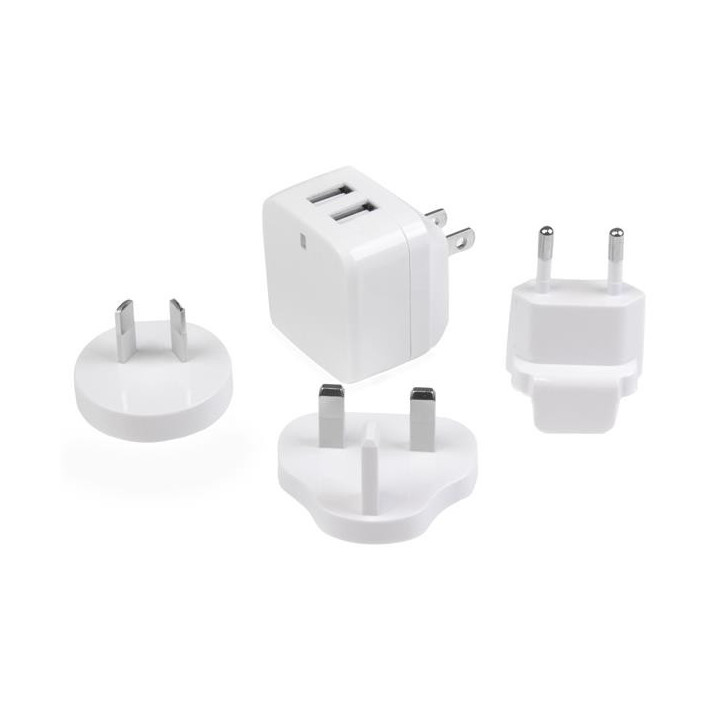 StarTech.com Chargeur mural USB à 2 ports - Haute puissance 17W / 3,4A - Chargeur de voyage international - Blanc